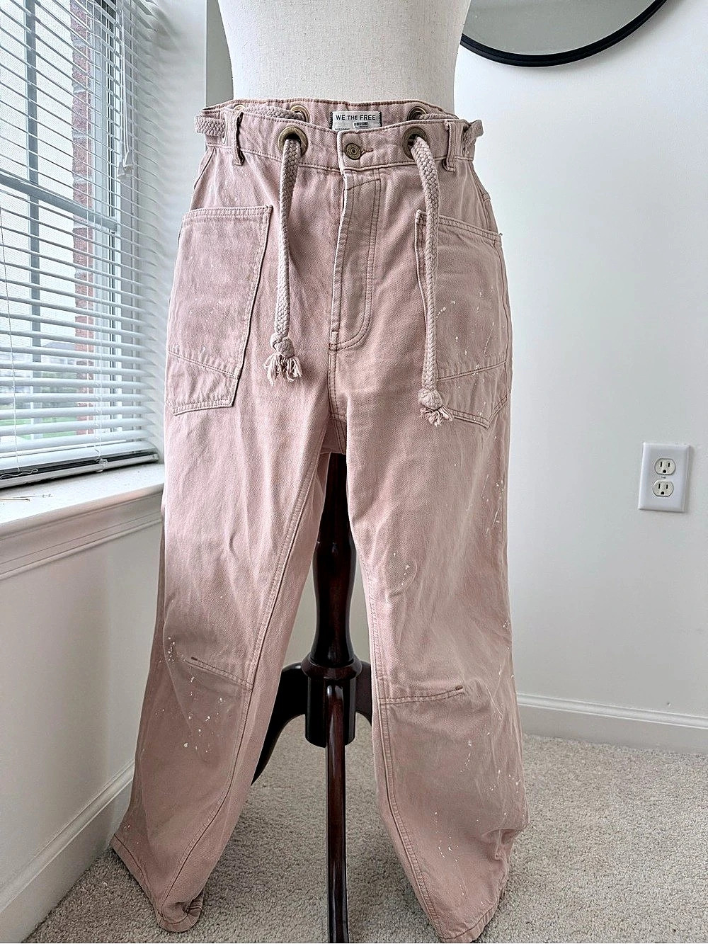 We The Free Moxie Low Slung Pull-On Barrel Jeans Pink Waist 28